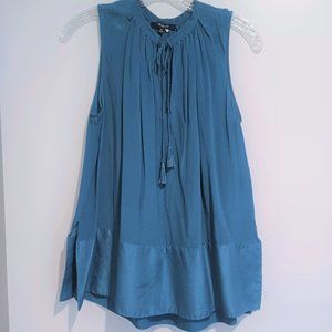 Madewell silk flowy teal tank top with tassel tie